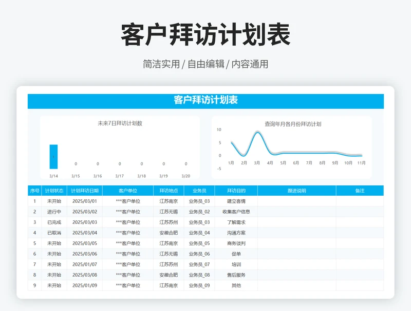 客户拜访计划表