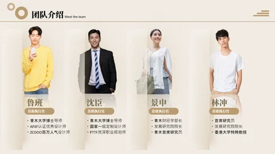 卡其色商务风公司团队介绍多人介绍页