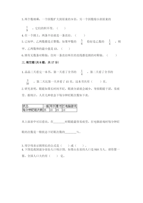 六年级数学上册期末考试卷含答案下载.docx