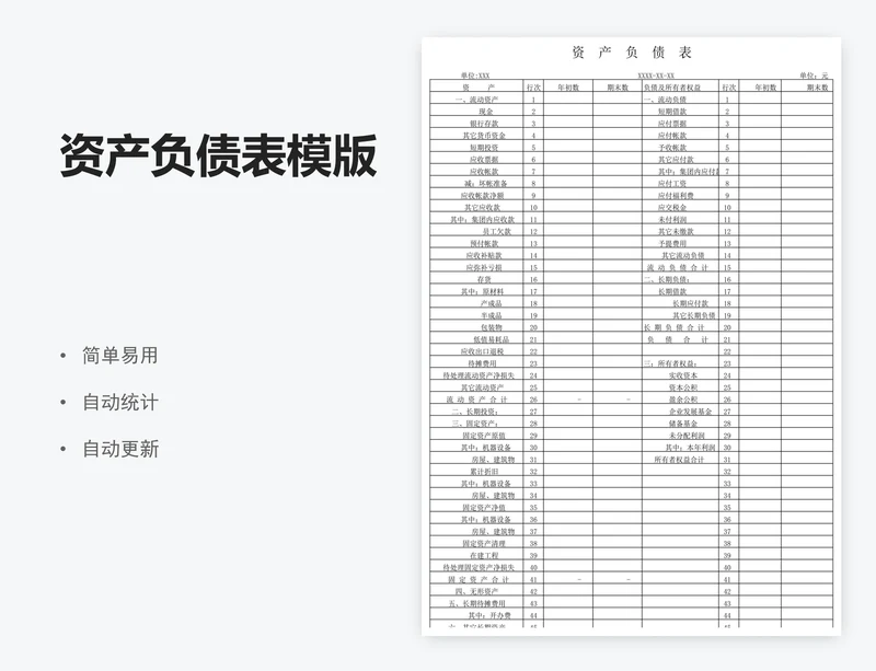 资产负债表模版
