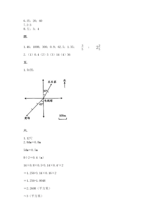 小学六年级数学期末自测题及参考答案【名师推荐】.docx