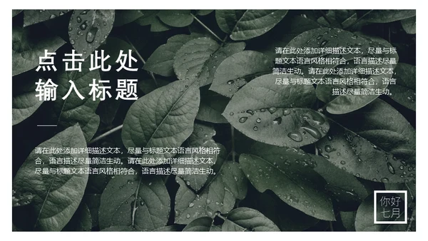 你好七月热带风情海岛三亚湾通用PPT模板