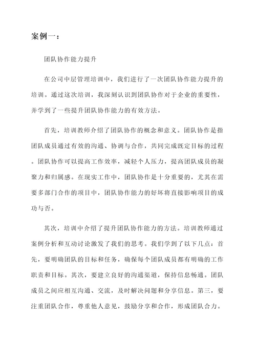 公司中层管理培训学习心得