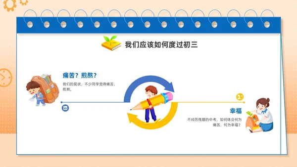 橙色手绘插画简约初三开学第一课主题班会PPT