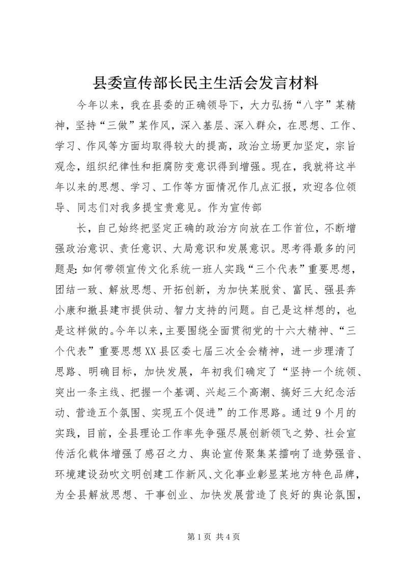 县委宣传部长民主生活会发言材料 (4).docx