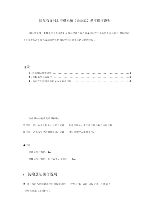 国际收支网上申报系统企业版基本操作说明