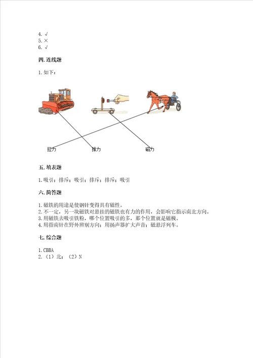 教科版科学二年级下册第一单元磁铁测试卷重点