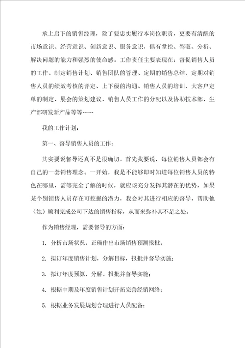经理销售工作计划锦集9篇