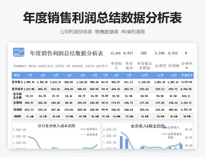 年度销售利润总结数据分析表