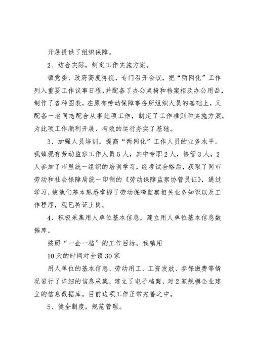 古城子镇劳动保障监察总结