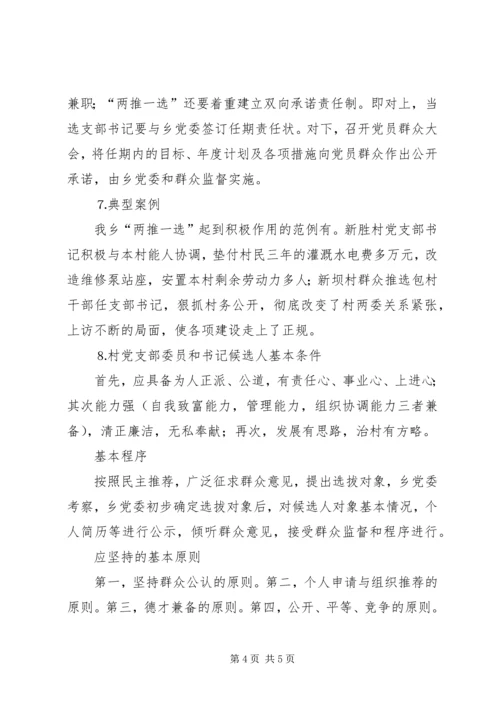 某某乡试行村党支部换届选举“两推一选”情况汇报.docx