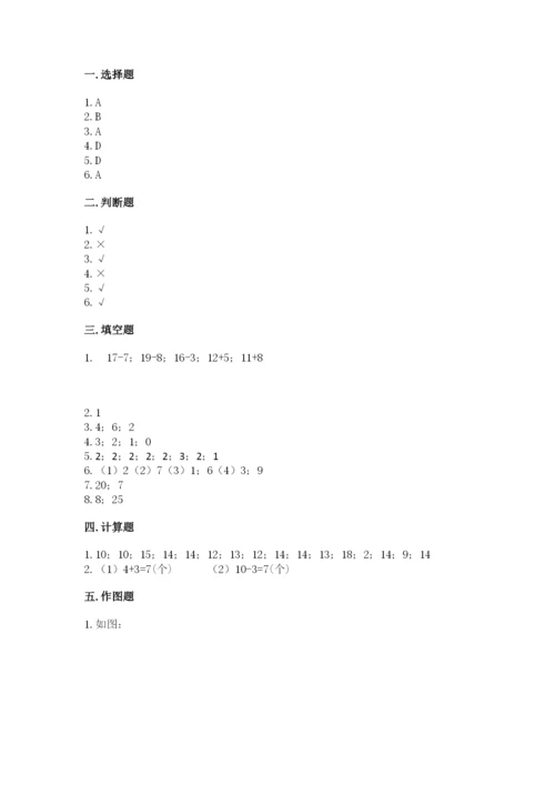 人教版一年级上册数学期末测试卷及参考答案（巩固）.docx