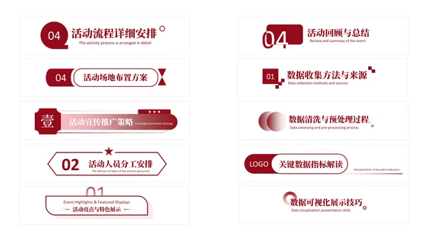 红色简约风标题栏PPT版式合集