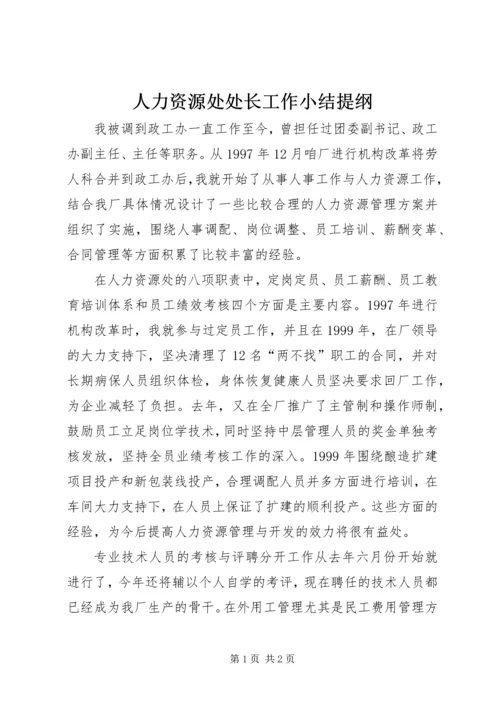 人力资源处处长工作小结提纲精编.docx