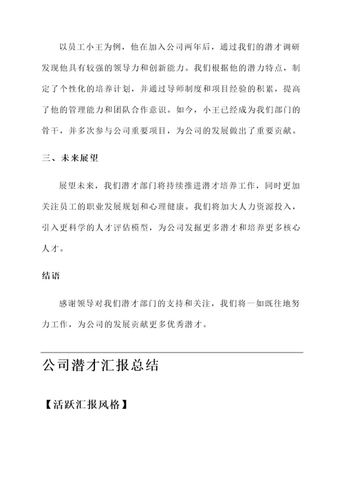 公司潜才汇报总结