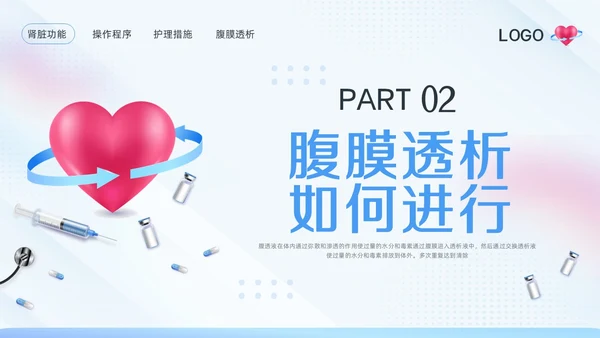 蓝色简约腹膜透析护理PPT模板宣传PPT动态PPT