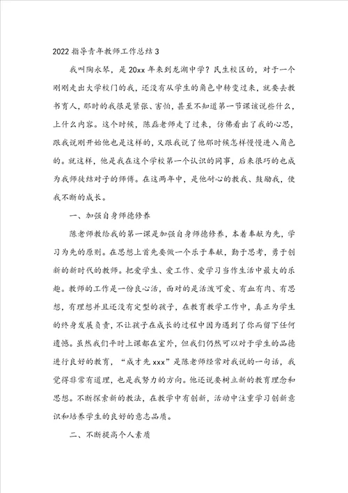 2022指导青年教师工作总结