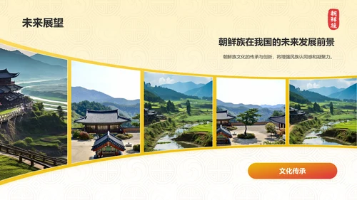 黄色插画风朝鲜族介绍PPT模板