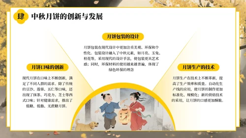 黄色中国风中秋节的起源与发展PPT模板