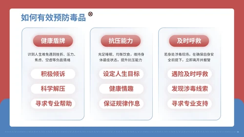 红蓝配色简约禁毒知识宣传PPT模板