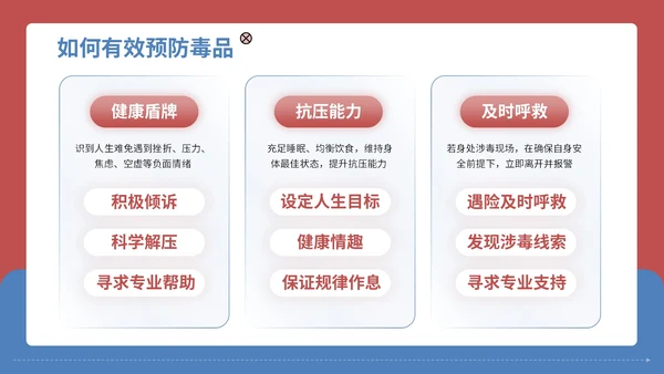 红蓝配色简约禁毒知识宣传PPT模板