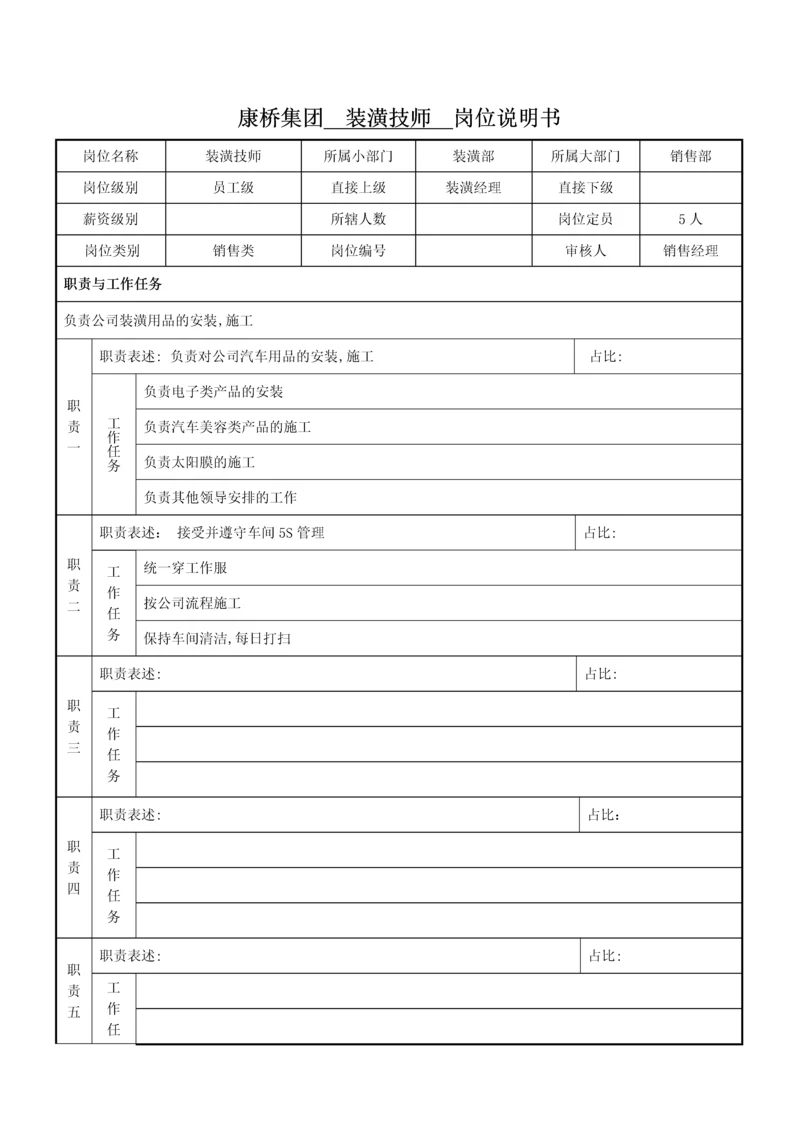 岗位说明书——装潢技师.docx