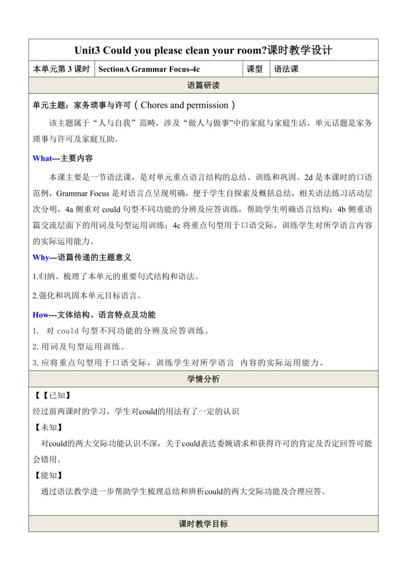 Unit3第3课时SectionACould you please clean your room 