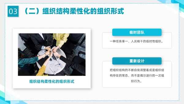 蓝色简约形状企业组织管理PPT课件