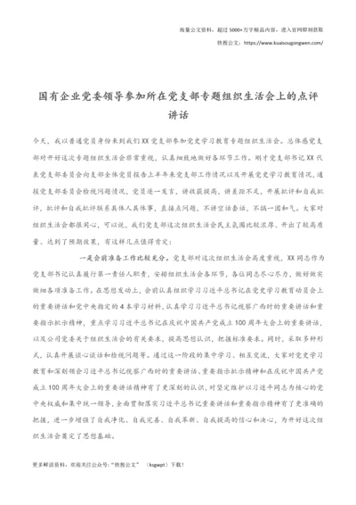 国有企业党委领导参加所在党支部专题组织生活会上的点评讲话.docx