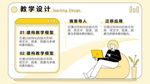 黄色插画风英语汇报PPT模板