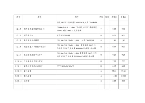 干熄焦主要设备情况一览表.docx