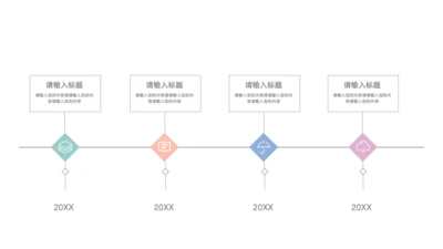 简约通用4项时间轴单页PPT模板