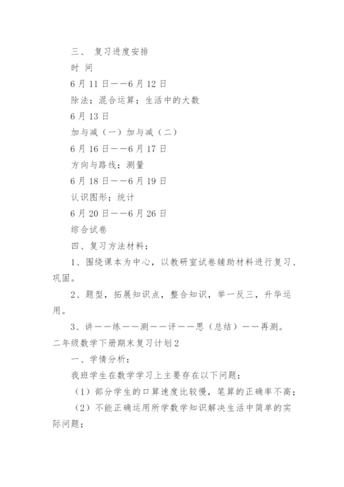 二年级数学下册期末复习计划_1.docx