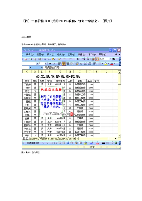 一套价值8800元的excel教程 包你一学就会。