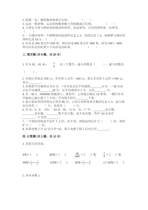 人教版六年级下册数学期末测试卷a4版.docx