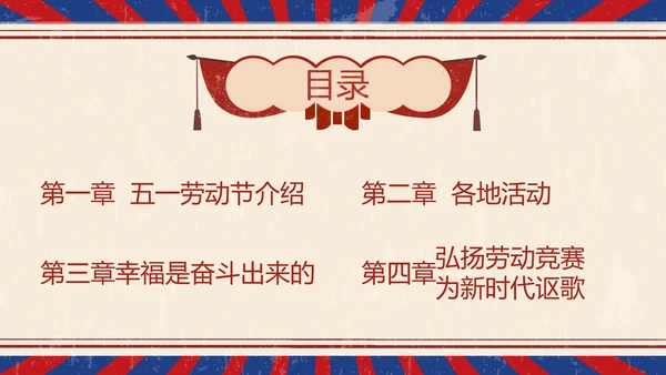 怀旧复古风国际五一劳动节班会PPT课件