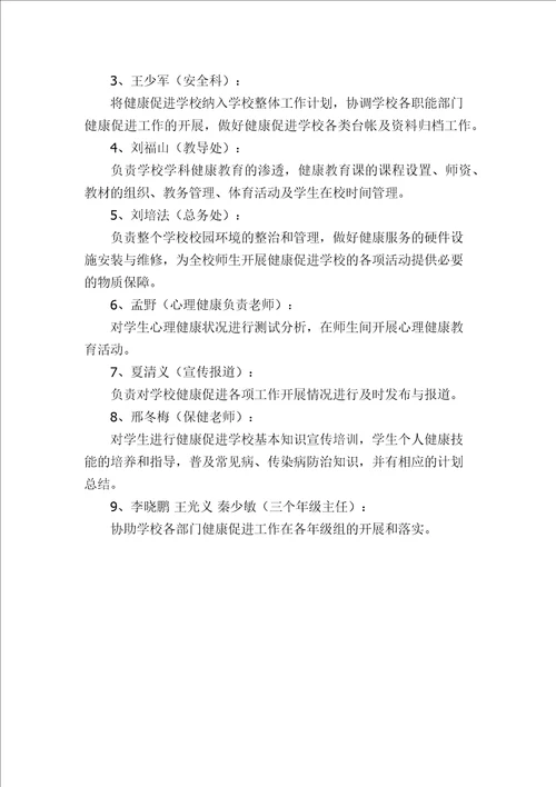 健康促进学校领导小组及职责分工共2页