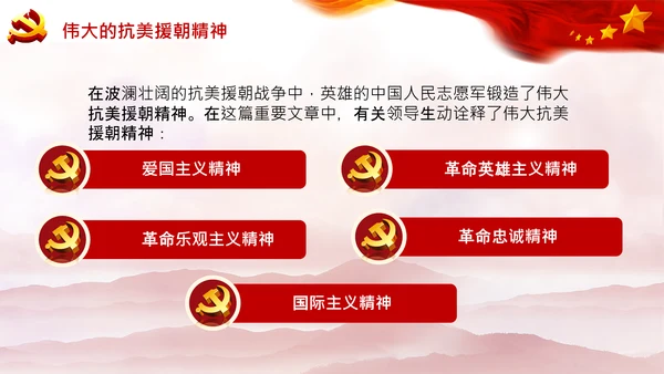 学习中国共产党党史抗美援朝精神PPT模板