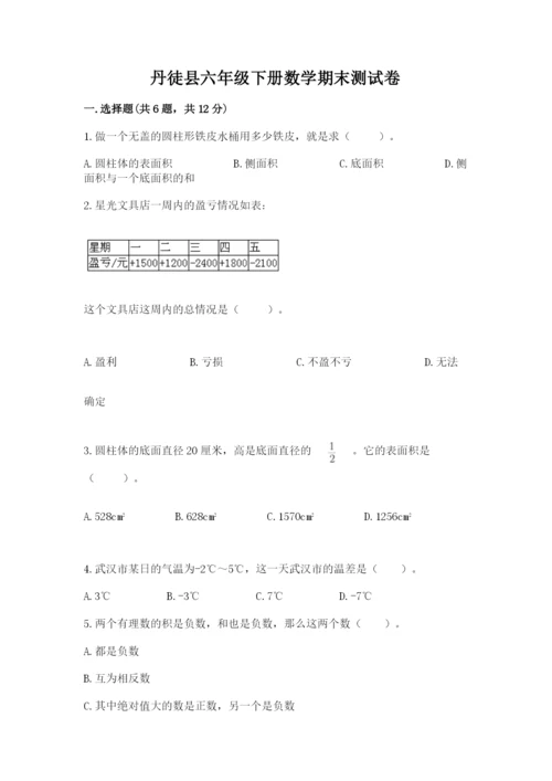 丹徒县六年级下册数学期末测试卷带精品答案.docx