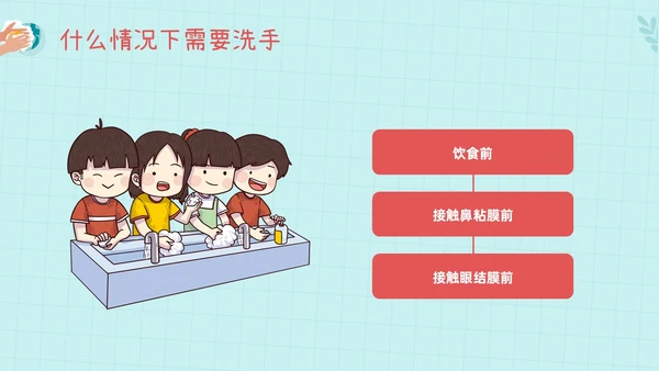 蓝色插画七步洗手法PPT模板宣传PPT动态PPT