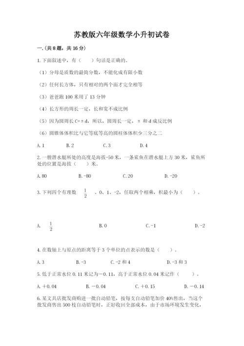 苏教版六年级数学小升初试卷及参考答案（实用）.docx