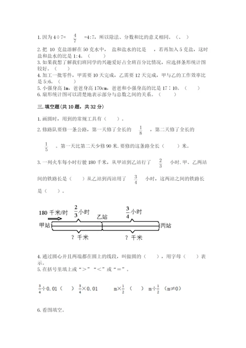 2022六年级上册数学期末测试卷附答案【达标题】.docx