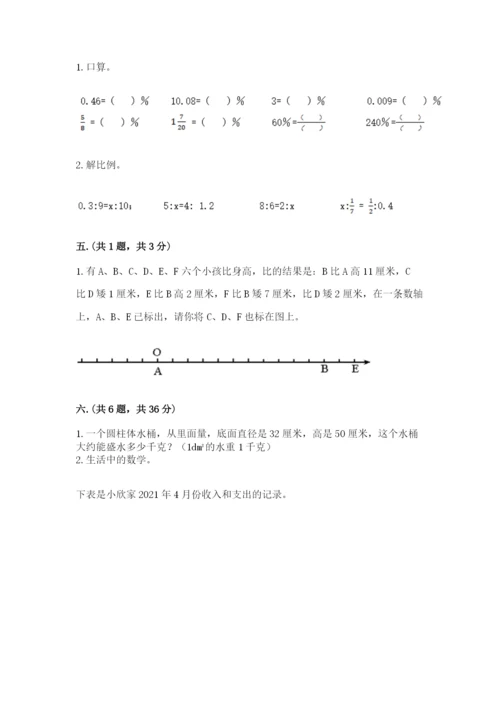 人教版数学六年级下册试题期末模拟检测卷有完整答案.docx