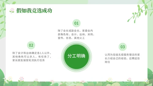 绿色小清新家长会竞选主题课件ppt模版