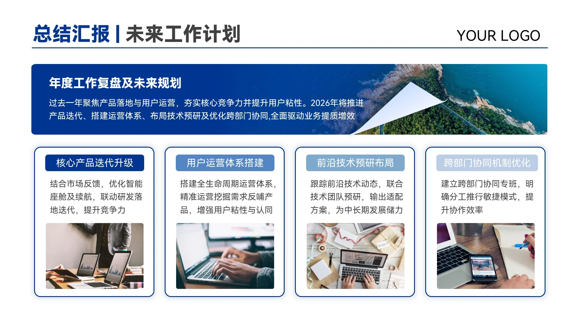 蓝色商务风图文排版工作总结汇报工作计划
