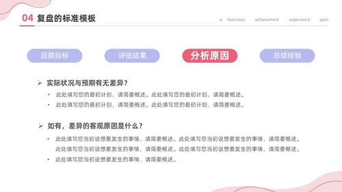 粉色简约商务插画风工作复盘工作总结PPT