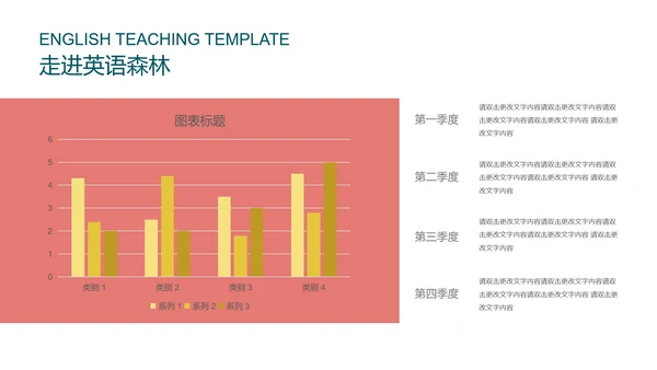 粉红色插画风英语教学PPT模板
