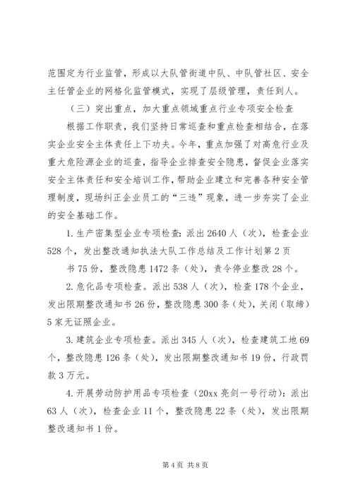 执法大队工作总结及工作计划 (2).docx