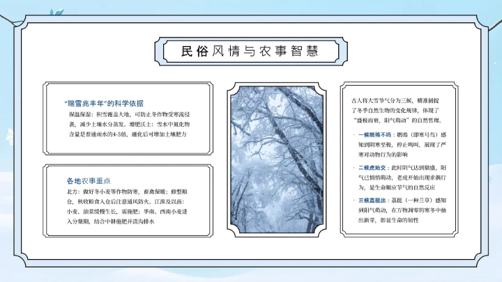 蓝色插画风大雪节气介绍PPT模板