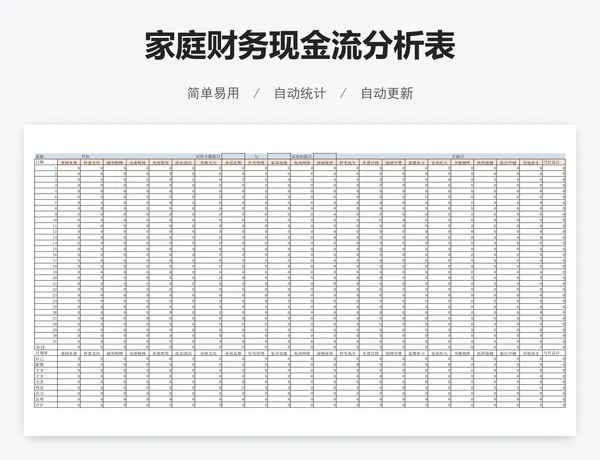 家庭财务现金流分析表